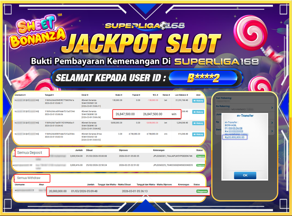 SUPERLIGA168 SWEET BONANZA Rp.20,000,000LUNASS